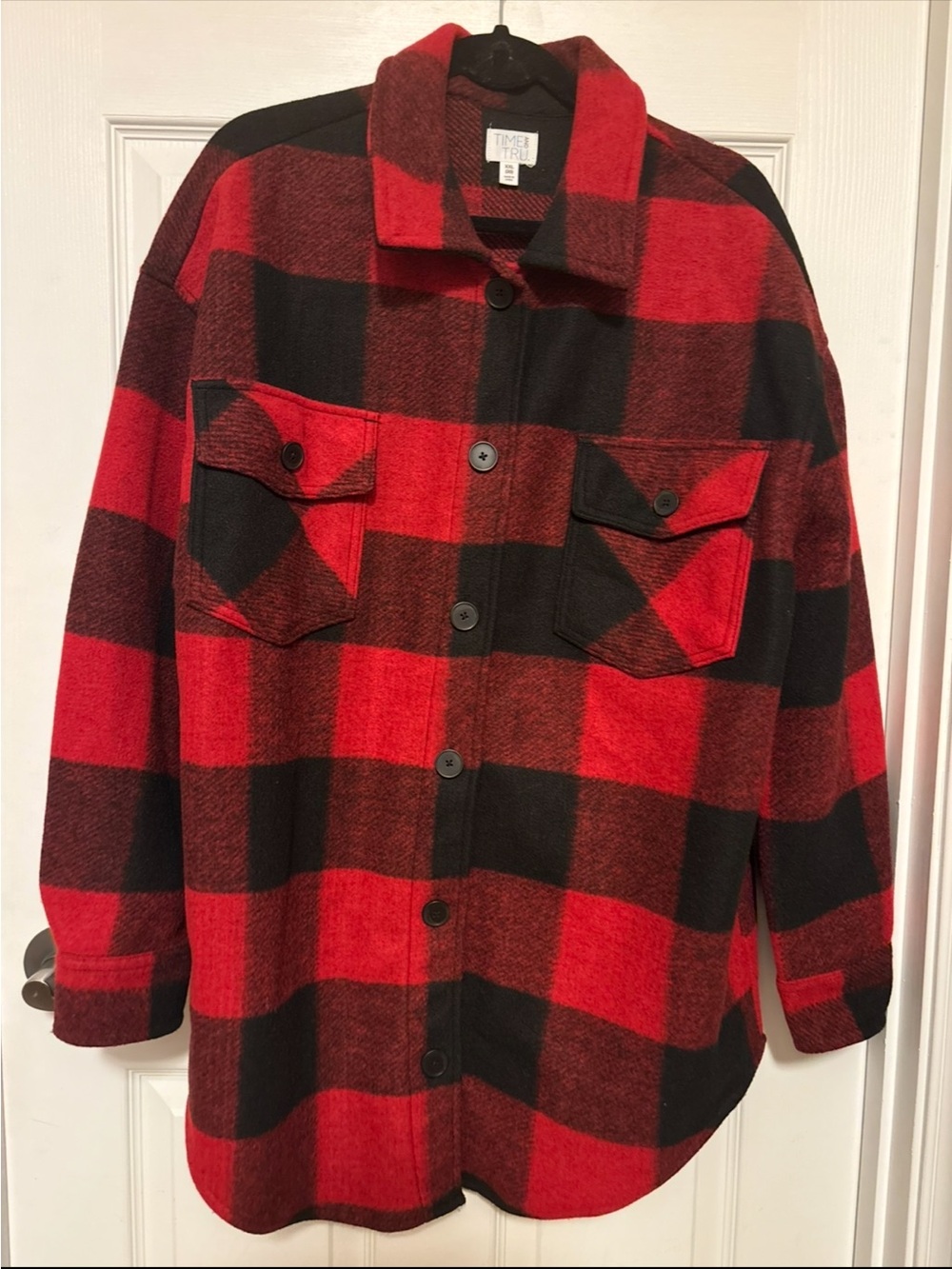 NWT Time and Tru XXL 20 Buffalo Check Red Black Flannel Shacket